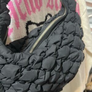 Black Quilted Geometric Pattern Accessory